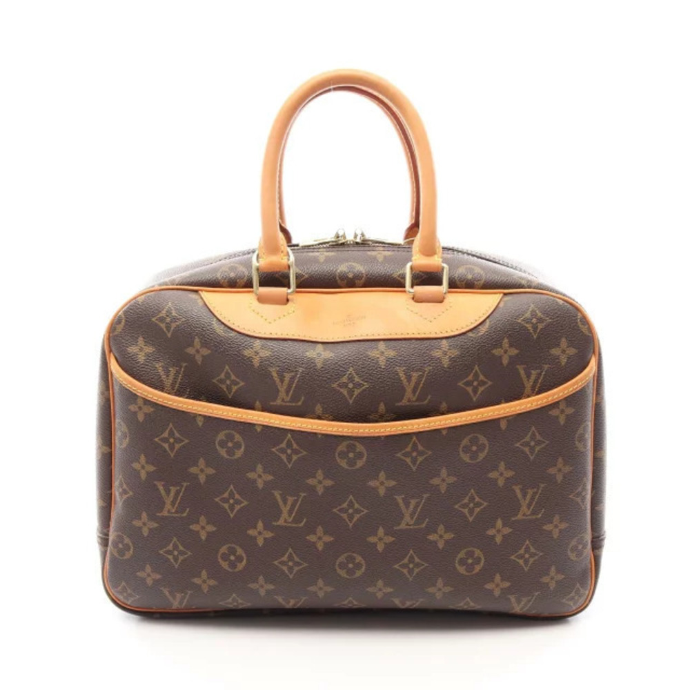Louis Vuitton Deauville Bowling Vanity Monogram Handbag Canvas Leather Brown